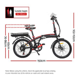 Everfit Folding Electric Bike Urban City Bicycle eBike Rechargeable Battery 250W - Front View