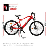 Everfit 26 Inch Electric Bike Mountain Bicycle eBike Built-in Battery 250W - Front View