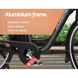 Phoenix 26 Inch Electric Bike Urban Bicycle eBike Removable Battery Black - Top-Down View