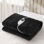 Bedra Washable Electric Heated Throw Rug Flannel Black