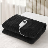 Bedra Washable Electric Heated Throw Rug Flannel Black - 45-Degree Angle