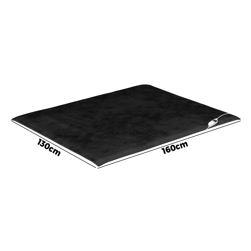 Bedra Washable Electric Heated Throw Rug Flannel Black