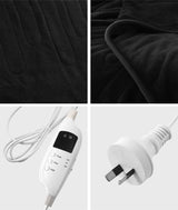 Bedra Washable Electric Heated Throw Rug Flannel Black - Front View