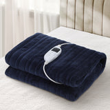Bedra Washable Electric Heated Throw Rug Flannel Blue