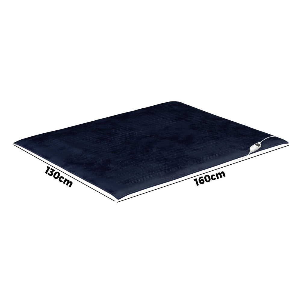 Bedra Washable Electric Heated Throw Rug Flannel Blue