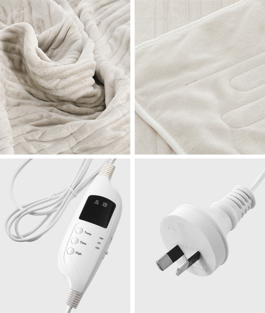 Bedra Electric Heated Throw Rug Washable Flannel Cream