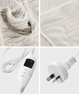 Bedra Electric Heated Throw Rug Washable Flannel Cream - Close-Up Angle