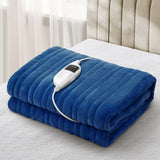 Bedra Electric Heated Blanket Washable Throw Rug Coral Fleece Blue