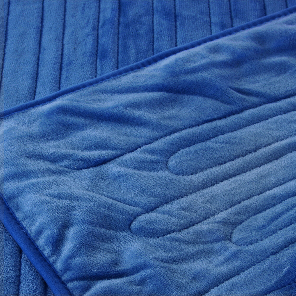Bedra Electric Heated Blanket Washable Throw Rug Coral Fleece Blue
