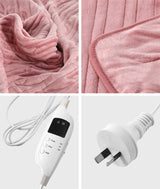 Bedra Washable Electric Heated Throw Rug Flannel Pink - Low Angle