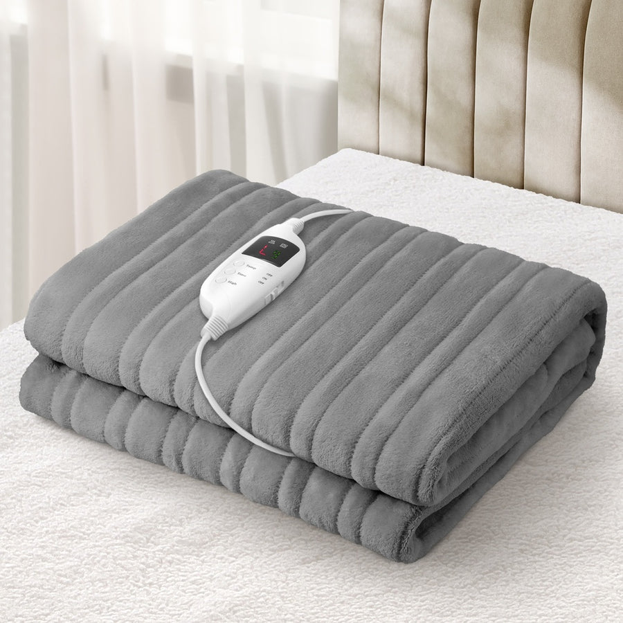 Bedra Electric Heated Throw Rug Washable Silver