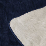 Bedra Electric Heated Blanket Washable Throw Rug Sherpa Coral Fleece Navy Beige - Low Angle