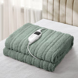 Bedra Electric Heated Blanket Washable Throw Rug Sherpa Coral Fleece Green