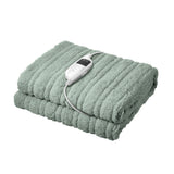 Bedra Electric Heated Blanket Washable Throw Rug Sherpa Coral Fleece Green