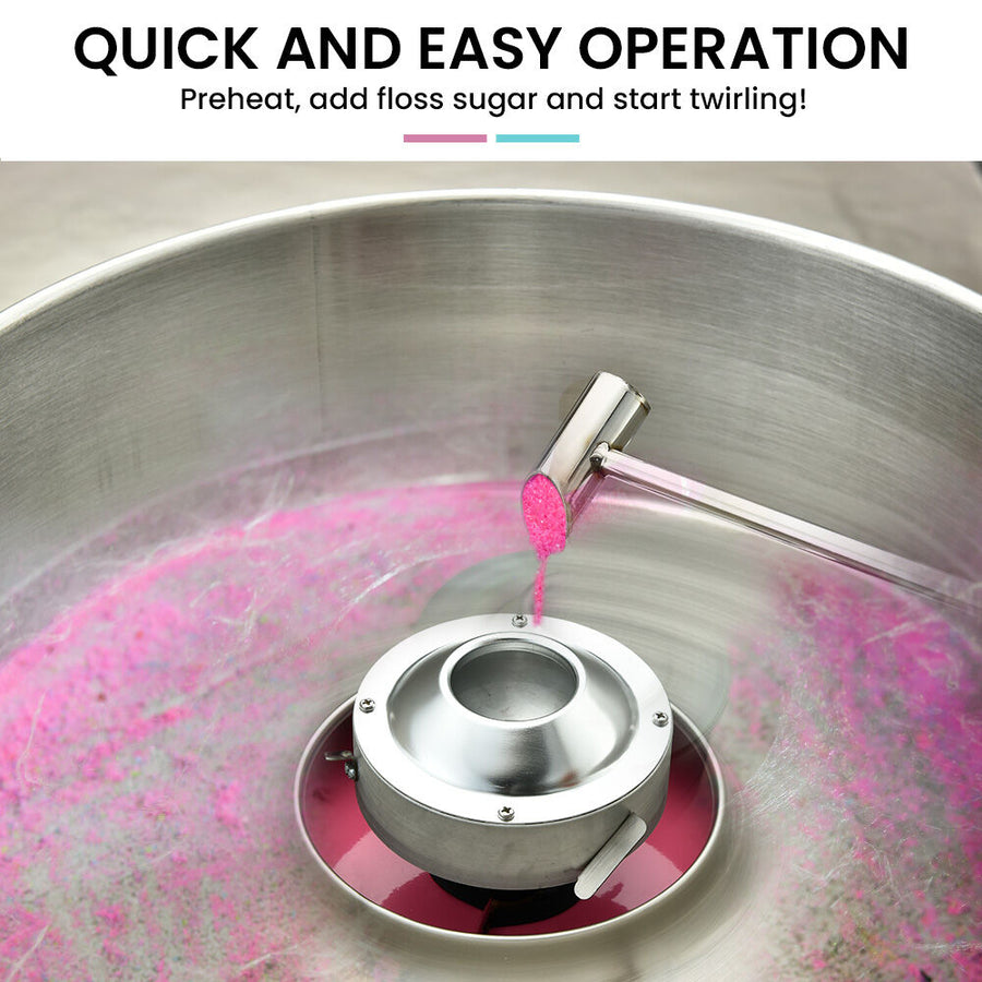 EUROCHEF 1100W Commercial Fairy Floss Machine, Cotton Candy Maker with Bubble Cover