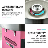 EUROCHEF 1100W Commercial Fairy Floss Machine, Cotton Candy Maker with Bubble Cover - Top-Down View