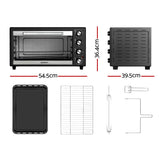 Devanti 45L Convection Oven Electric Fryer Ovens 1800W - Front View