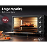 Devanti 60L Convection Oven Electric Fryer Ovens 2000W - Side View