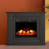 Devanti Electric Fireplace Fire Heater 2000W Black - Close-Up Angle