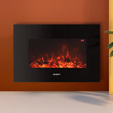 Devanti Electric Fireplace Fire Heater 2000W Black - Close-Up Angle