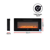 Devanti Electric Fireplace Fire Heater Wall Mounted Insert 3D Flame 1800W Remote Control - Front View