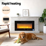 Devanti Electric Fireplace Fire Heater Wall Mounted Insert 3D Flame 1800W Remote Control - Top-Down View