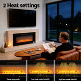 Devanti Electric Fireplace Fire Heater Wall Mounted Insert 3D Flame 1800W Remote Control - Rear View