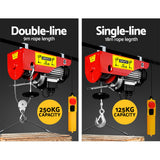 Giantz Electric Hoist Winch 125/250KG Cable 18M Rope Tool Remote Chain Lifting - Top-Down View