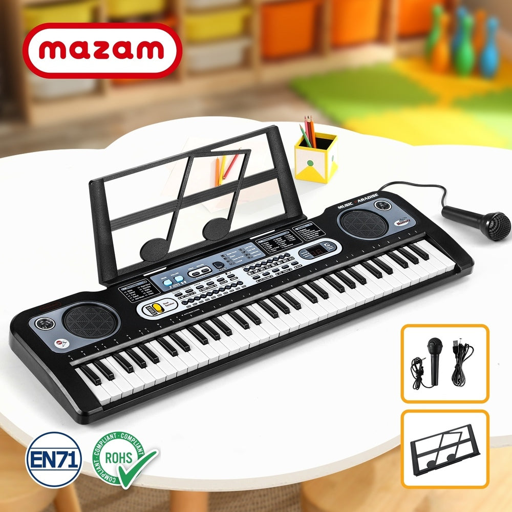 Mazam 61 Keys Piano Keyboard with Microphone and Holder