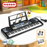 Mazam 61 Keys Piano Keyboard with Microphone and Holder - Side View