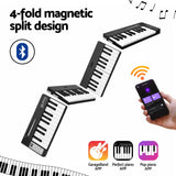 Alpha 88 Key Quad Folding Electronic Keyboard Digital Piano Portable MIDI Bluetooth Black - 45-Degree Angle