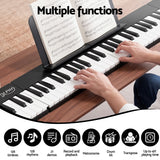 Alpha 88 Key Quad Folding Electronic Keyboard Digital Piano Portable MIDI Bluetooth Black - Rear View