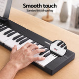 Alpha 88 Key Quad Folding Electronic Keyboard Digital Piano Portable MIDI Bluetooth Black - Close-Up Angle