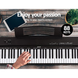 Alpha 88 Keys Electronic Piano Keyboard Digital Electric w/ Stand Stool Pedal - Top-Down View
