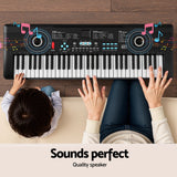 Alpha 61-Key Digital Piano Keyboard Electric Kids Gift Black - 45-Degree Angle