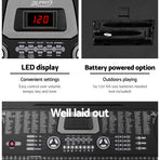 Alpha 61 key black electronic piano keyboard with adjustable stand, headphone and microphone jacks