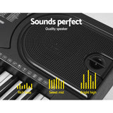Alpha 61 Keys Electronic Piano Keyboard Digital Electric w/ Stand Beginner Black - Rear View