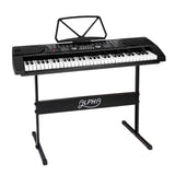 Alpha 61 Keys Electronic Piano Keyboard Digital Electric w/ Stand Beginner Black - Low Angle