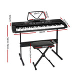 Alpha 61 Keys Electronic Piano Keyboard Digital Electric w/ Stand Stool Black - Front View