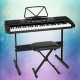 Alpha 61 Keys Electronic Piano Keyboard Digital Electric w/ Stand Stool Black - Close-Up Angle