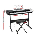 Alpha 61 Keys Electronic Piano Keyboard Digital Electric w/ Stand Stool Silver - Front View