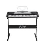 Alpha 61 Keys Electronic Piano Keyboard Digital Electric w/ Stand Stool Silver - Side View