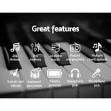 Alpha 61 Keys Electronic Piano Keyboard Digital Electric w/ Stand Stool Silver - 45-Degree Angle