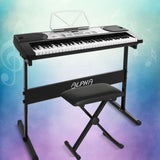 Alpha 61 Keys Electronic Piano Keyboard Digital Electric w/ Stand Stool Silver - Close-Up Angle