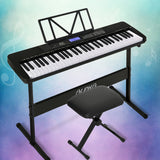 Alpha 61 Keys Electronic Piano Keyboard Digital Electric w/ Stand Stool Touch - Close-Up Angle