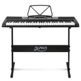 Alpha 61 Keys Electronic Piano Keyboard Digital Electric w/ Stand Sound Speaker - Side View