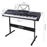 Alpha 61 Keys Electronic Piano Keyboard Digital Electric w/ Stand Lighted Black - Front View