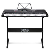 Alpha 61 Keys Electronic Piano Keyboard Digital Electric w/ Stand Lighted Black - Side View