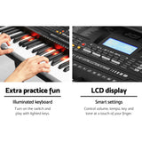 Alpha 61 Keys Electronic Piano Keyboard Digital Electric w/ Stand Lighted Black - 45-Degree Angle
