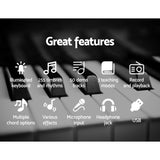 Alpha 61 Keys Electronic Piano Keyboard Digital Electric w/ Stand Stool Lighted - 45-Degree Angle